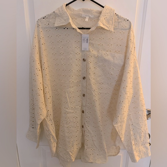 Maurices Tops - Cream Eyelet Button-Up Shirt